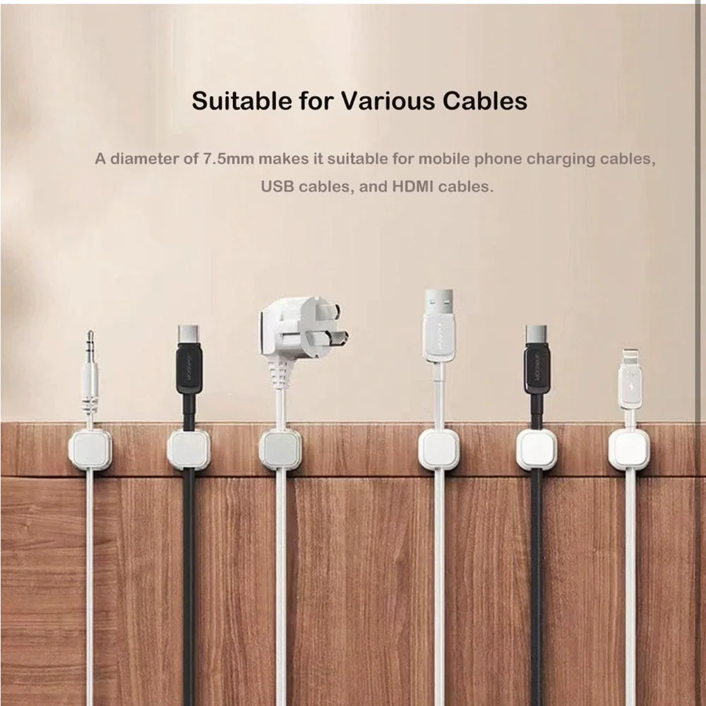Universal White Cable Protector Clips for Lightning, USB-C, and Micro USB